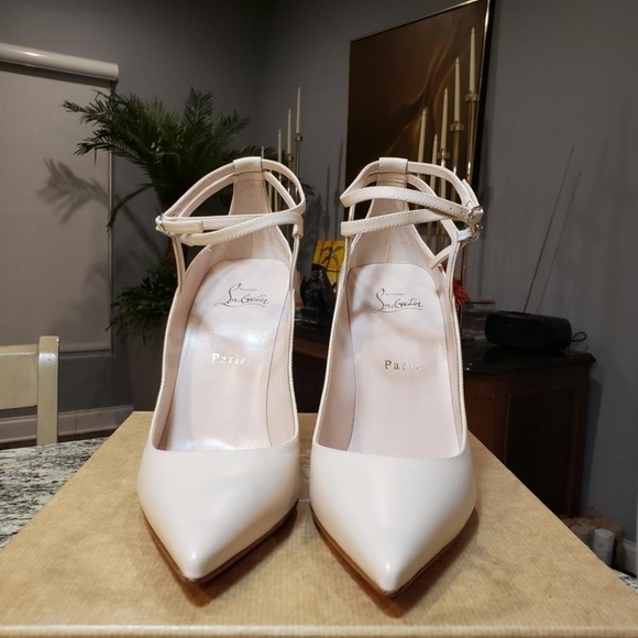 NEW Christian Louboutin Conclusive Pump in Crème Leather 100mm Heel Size 40.5 - Picture 3 of 12